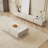 Contemporary TV Media Console Stone TV Stand Console with 4 Drawers