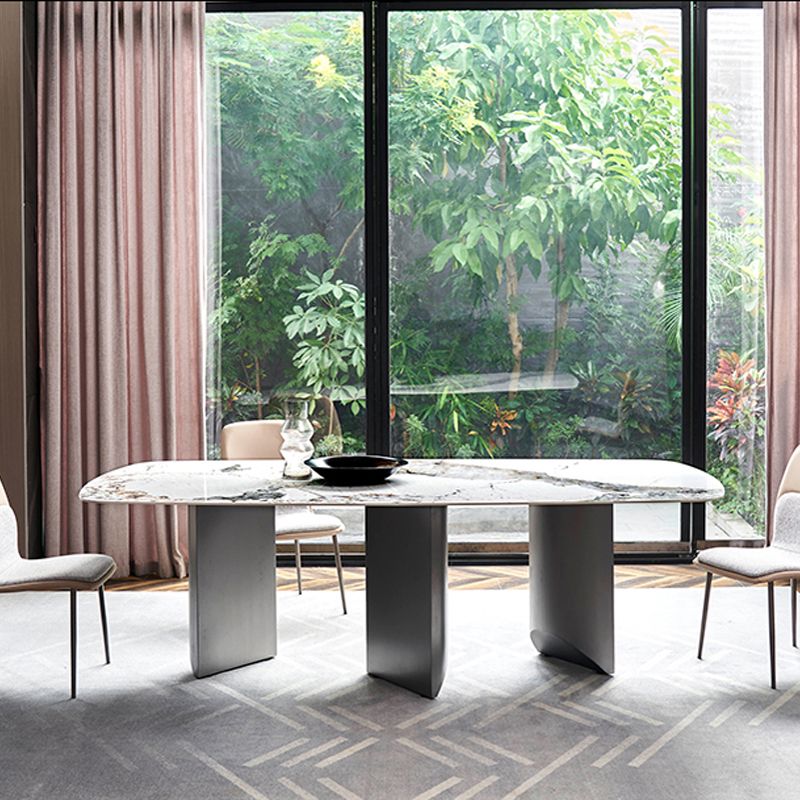 Contemporary Rectangle Shape White Table Standard Sintered Stone Dining Table for Kitchen Clearhalo ' dining_table' 'Dining Tables & Seating' 'Dining Tables' 'furn' 'furn_dining_table' 'Furniture' 'furniture_dining_table' 'Kitchen & Dining Furniture' 'kitchen&dining_furn' 'kitchen' 'kitchen_dining_table' 1200x1200_6e7f93a0-e9f3-476c-b182-5160a38c8615
