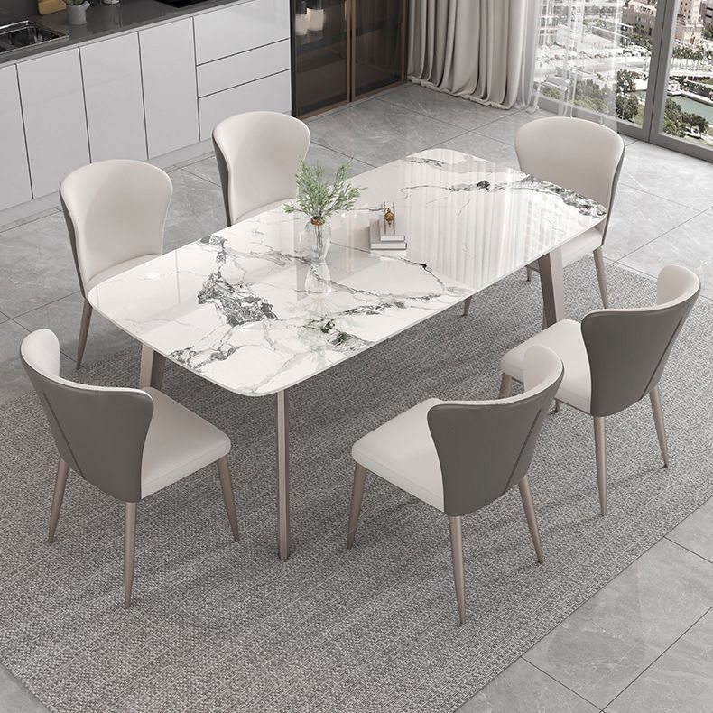 Contemporary Stone Dining Table Set 1/2/5/7 Pieces Dining Set for Home Use Clearhalo 'Dining Room Sets' 'Dining Tables & Seating' 'dining_room_set' 'furn' 'furn_dining_room_set' 'Furniture' 'Kitchen & Dining Furniture' 1200x1200_6e80bffd-ccbb-4806-830b-c4485948bfdf