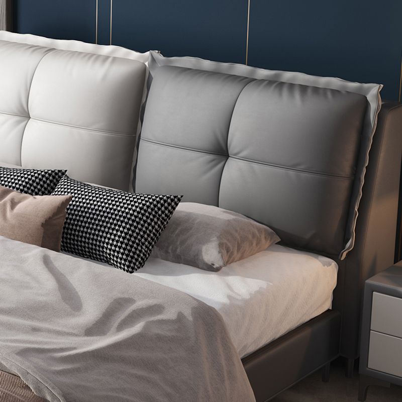 Lit de couleur de couleur unie au milieu du siècle moderne en bois massif en bois massif standard avec tête de lit