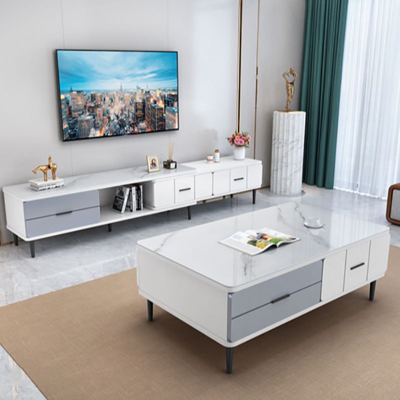 Glass TV Stand Console Contemporary Media Console with Drawers Clearhalo 'furn' 'furn_tv_stands_entertainment_centers' 'Furniture' 'Living Room Furniture' 'TV Stands & Entertainment Centers' 'TV Stands & Media Storage Furniture' 'tv_stands_entertainment_centers' 1200x1200_6e8185f8-d7d0-4202-b265-93d07e9fcf33