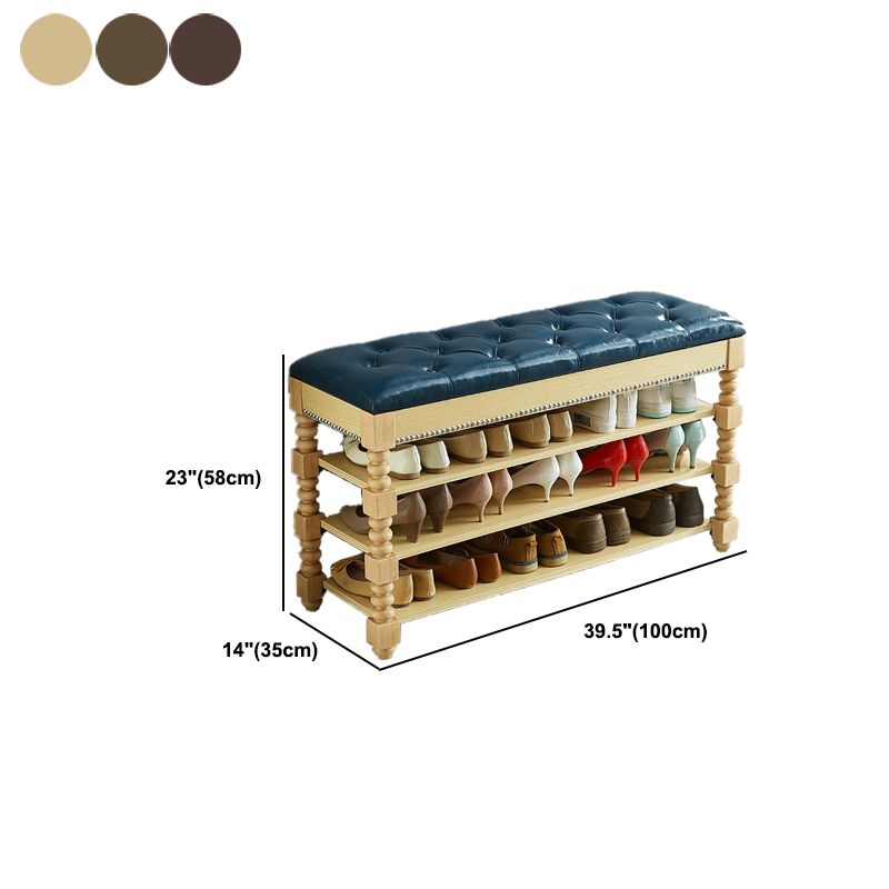Rectangle 13.8" Wide Seating Bench Cushioned Upholstered Entryway Bench in Rubberwood Clearhalo 'Benches' 'Chairs & Seating' 'furn' 'furn_benches' 'Furniture' 'Living Room Furniture' 1200x1200_6e8194f5-3d93-413c-b264-c072b6db9901