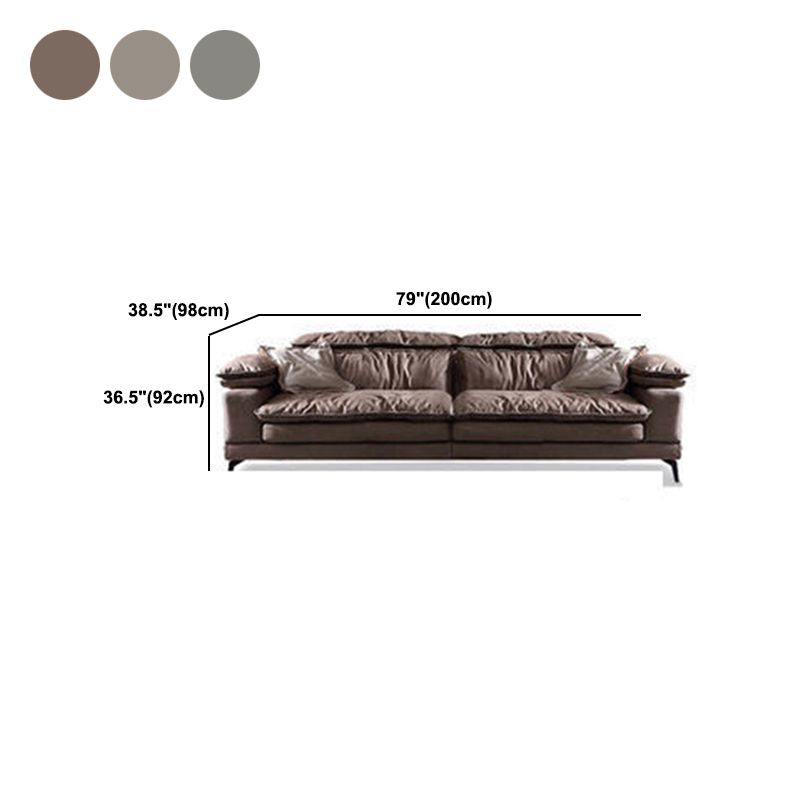 Modern Style Sofa Bed Imitation Leather Material Grey/khaki/coffee Feather Padded Sofa Clearhalo 'furn' 'furn_sectionals' 'Furniture' 'Living Room Furniture' 'Sectionals' 1200x1200_6e821437-4920-4fd2-8a5b-14a30cbbc0f3