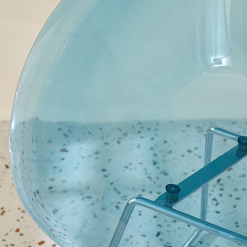 Contemporary Style Arm Chair Plastic Dining Chair with Metal Base for Dining Room