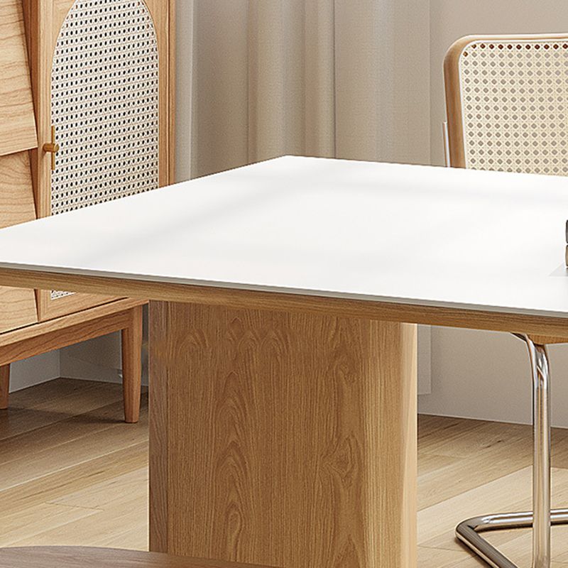 Contemporary Rectangle Table Sintered Stone Table with Wood Legs for Kitchen Clearhalo 'Dining Tables & Seating' 'Dining Tables' 'dining_table' 'furn' 'furn_dining_table' 'Furniture' 'Kitchen & Dining Furniture' 1200x1200_6e83b945-34f8-4a7b-8388-a9f5f40e20f3