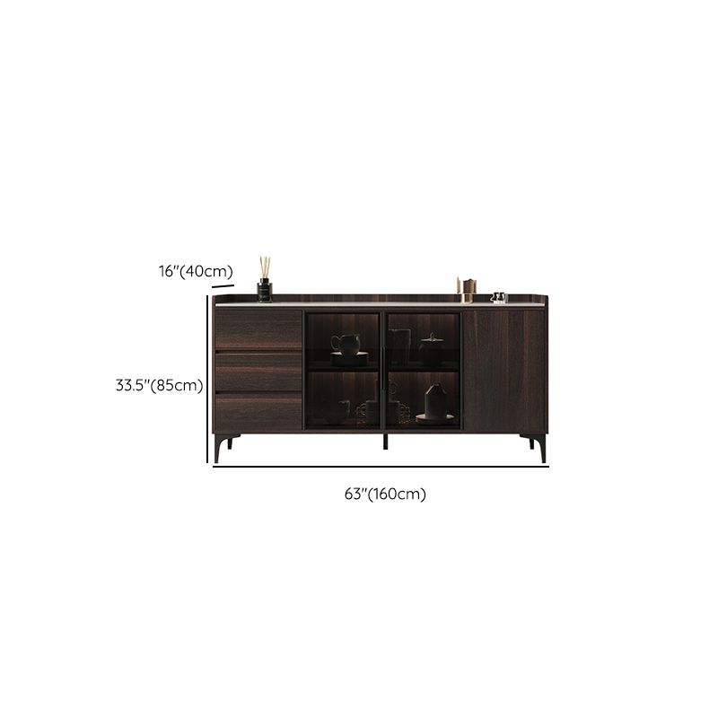 Credenza de comedor de parador de buffet de madera sólida contemporánea con luces LED