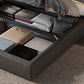 Glam Grey Bed Frame Pine Wood Upholstered Headboard Standard Bed Solid Color