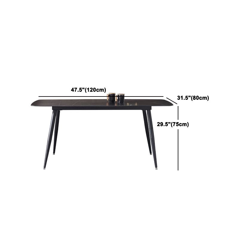 Modern Black 1/4/5/7 Pieces Dining Set Rectangle Legs Stone Indoor Dinette Set Clearhalo 'Dining Room Sets' 'Dining Tables & Seating' 'dining_room_set' 'furn' 'furn_dining_room_set' 'Furniture' 'Kitchen & Dining Furniture' 1200x1200_6e899e05-8197-4199-8515-032f7c18a7d2