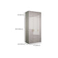 Engineered Wood Armoire Modern Mirrored Grey Wardrobe Closet with Garment Rod