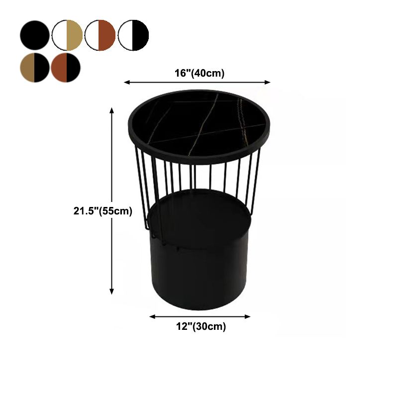 オープンストレージナイトテーブルモダンメタルストーントップ22「背の高いベッドナイトスタンド