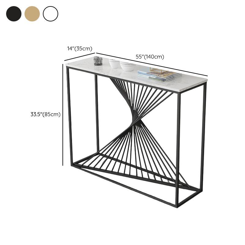 Contemporary Console Accent Table Antique Finish Console Sofa Table in Marble