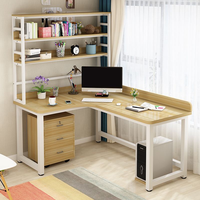 Corner Manufactured Wood Writing Desk Modern H-Shape Base Desk with Shelf Clearhalo 'furn' 'furn_office_desk' 'Furniture' 'furniture_office_desk' 'Office Desks' 'Office Furniture' 'office_desk' 1200x1200_6e8f8f04-5379-47d0-b779-7ecb0c3b6886