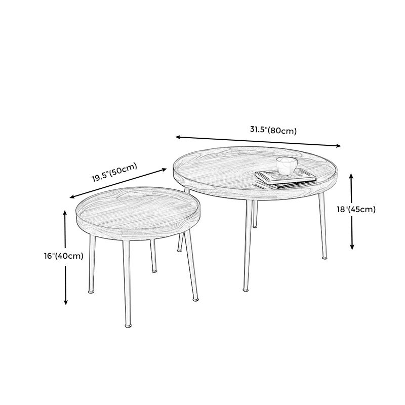 Round Brown/Black Wood Coffee Table 3 Legs Base 2 Nestling Cocktail Table Clearhalo 'Coffee & Accent Tables' 'Coffee Tables' 'coffee_tables' 'furn' 'furn_coffee_tables' 'Furniture' 'furniture_coffee_tables' 'Living Room Furniture' 1200x1200_6e921a04-cc96-41a2-90b6-9fc46978c79e