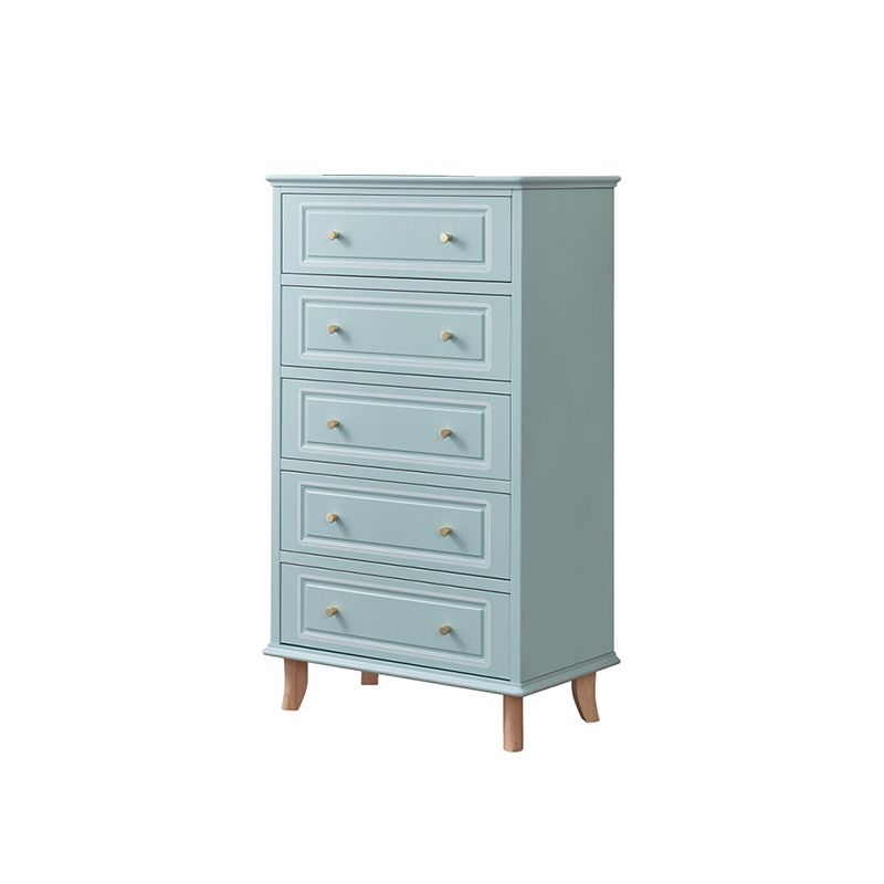 Cofre de acento de rectángulo de madera azul/ blanco contemporáneo con cajones