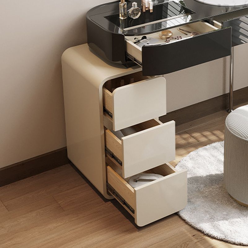 Tavolo da scrivania per trucco nero per trucco in legno con cassetto