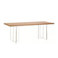 Modern Pine Wood Table for Restaurant Rectangle Dining Table with Acrylic Double Pedestal
