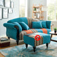 Contemporary Sewn Pillow Back Sofa Rolled Arm Settee for Living Room
