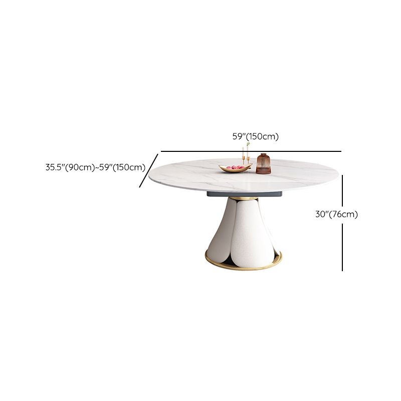 Table à manger ronde sur pied moderne, Table en pierre pour salle à manger et cuisine