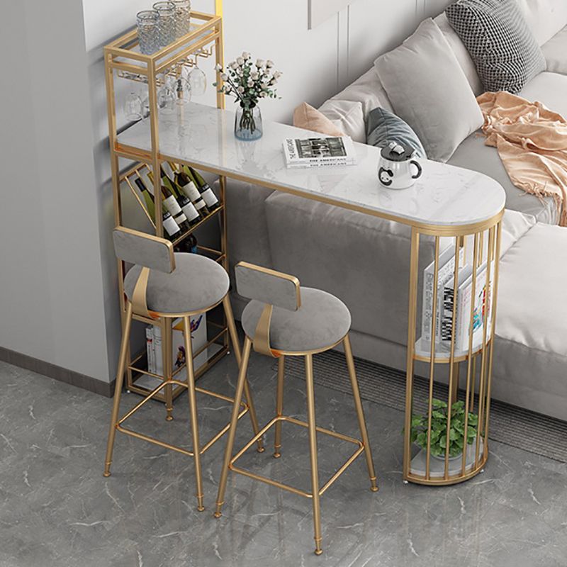 Nordic Bar Table 42-inch Height Artificial Marble Top and Iron Pedestal Pub Table Clearhalo 'Bar Furniture' 'Bar Tables' 'bar_tables' 'furn' 'furn_bar_tables' 'Furniture' 'furniture_bar_tables' 'Kitchen & Dining Furniture' 1200x1200_6e9b3c56-5c04-44fb-a937-143b2b4c58c2