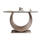 Contemporary Console Table Stone Half Moon End Table , 33.46" Tall