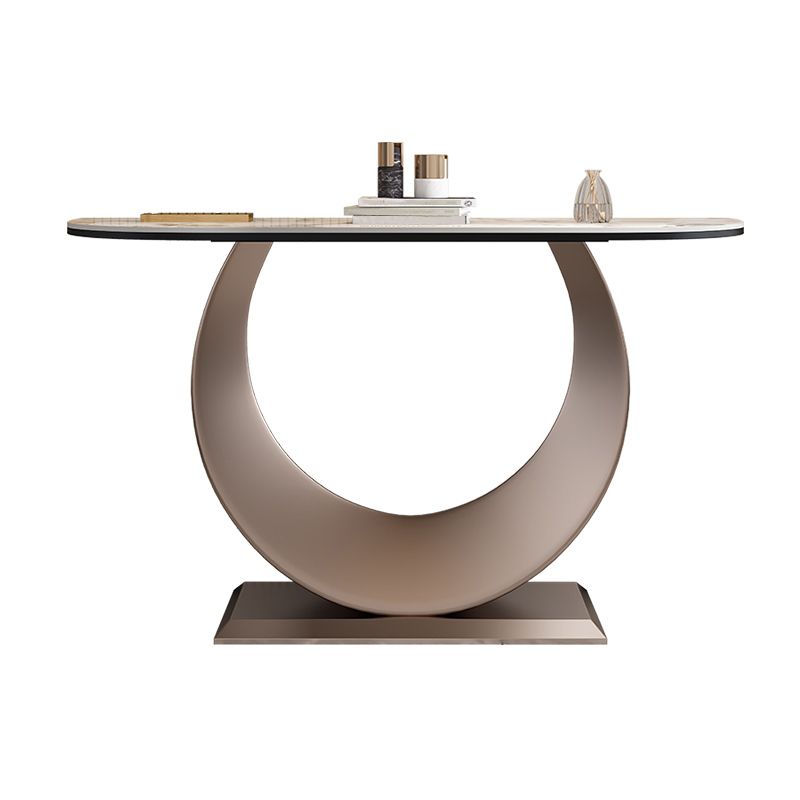 Contemporary Console Table Stone Half Moon End Table , 33.46" Tall