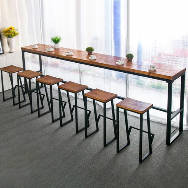 Glam Rectangle Pub Table Set 1/2/3/7 Pieces Pine Wood Top Bar Table with Metal Stools Clearhalo 'Bar Furniture' 'furn' 'furn_home_bar_bar_sets' 'Furniture' 'Home Bars & Bar Sets' 'home_bar_bar_sets' 'Kitchen & Dining Furniture' 1200x1200_6ea07e57-ed4e-4e2e-a485-ee0db4f779f7