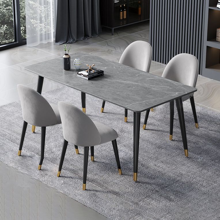 Contemporary Fixed Dining¬†Room¬†Table¬†Set with Metal 4 Legs Base Dining Table Furniture Clearhalo 'Dining Room Sets' 'Dining Tables & Seating' 'dining_room_set' 'Furniture' 'furniture_dining_room_set' 'Kitchen & Dining Furniture' 'kitchen&dining_furn' 'kitchen' 1200x1200_6ea35b71-1ece-41d6-ad9f-bcf9733fdc4b