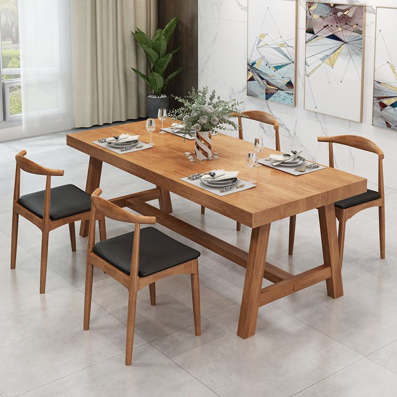 Solid Wood Top Dining Table Rectangle Pine Wood Table with Trestle Base Clearhalo 'Dining Tables & Seating' 'Dining Tables' 'dining_table' 'furn' 'furn_dining_table' 'Furniture' 'Kitchen & Dining Furniture' 1200x1200_6ea5cca8-d912-4dee-85c0-f9d8ffca5271