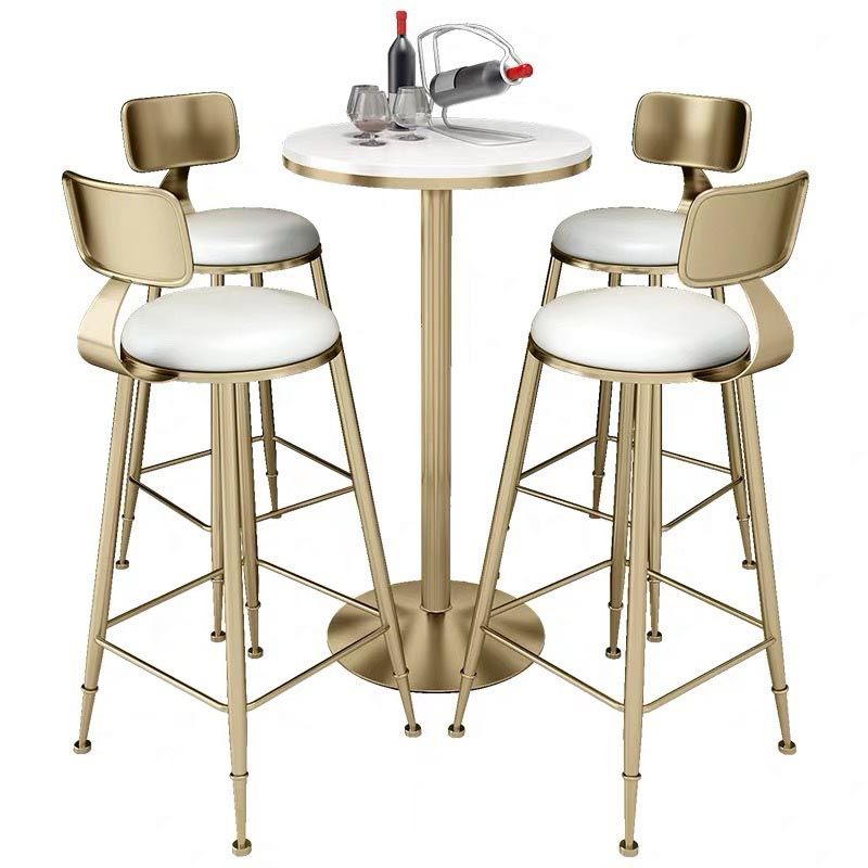Glam Bartafelset 1/3/5-delig Ronde stenen aanrechttafel met hoge krukken voor eetkamer