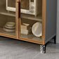 Contemporary Style Buffet Server Glass Doors and Stone Top Kitchen Server for Dining Room Clearhalo 'buffet_sideboard' 'Buffets & Sideboards' 'Furniture' 'furniture_buffet_sideboard' 'Kitchen & Dining Furniture' 1200x1200_6eaa358e-5400-4f2b-85db-b0db4b9f7473
