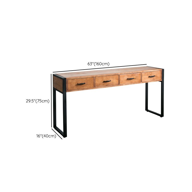 Modern Rectangular Console Table Metal Console Sofa Table in Brown Clearhalo 'Console Tables' 'console_tables' 'Entry & Mudroom Furniture' 'furn' 'furn_console_tables' 'Furniture' 1200x1200_6eab8bab-7a55-4220-b90a-b4178e65a8df