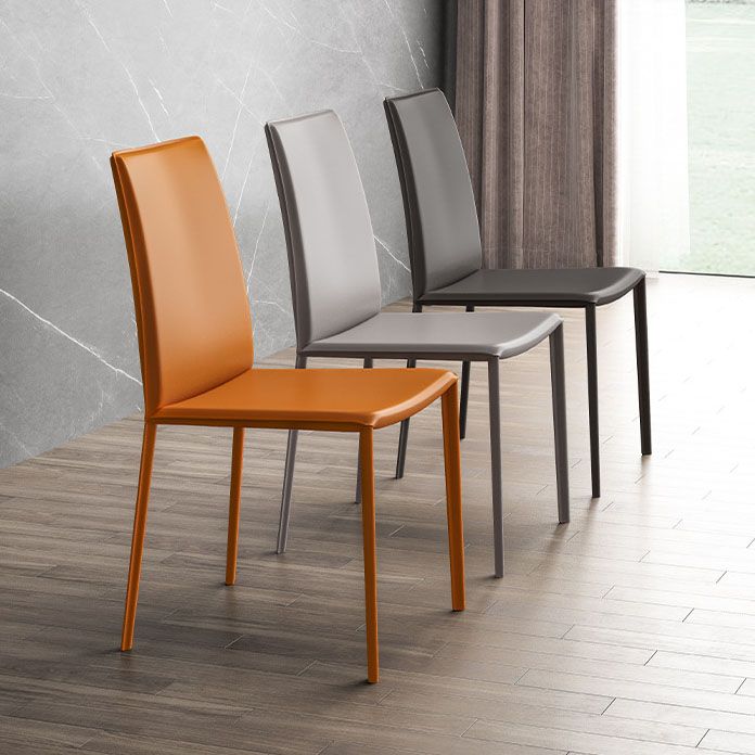 Contemporary Leather Curved Dining Chair Parsons Chair for Brasserie Clearhalo ' kitchen&dining_furn' 'Dining Chairs' 'Dining Tables & Seating' 'dining_chair' 'furn' 'furn_dining_chair' 'Furniture' 'furniture_dining_chair' 'Kitchen & Dining Furniture' 'kitchen' 1200x1200_6eac2102-c865-4715-8a37-4c283cf9253a