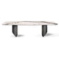 Rectangular Stone Dining Table Modern Green White Gold Furniture with Double Pedestal