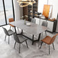 Contemporary Slate Rectangle Dining Furniture Double Pedestal Kitchen Set in Black Finish Clearhalo 'Dining Room Sets' 'Dining Tables & Seating' 'dining_room_set' 'Furniture' 'furniture_dining_room_set' 'Kitchen & Dining Furniture' 'kitchen&dining_furn' 'kitchen' 1200x1200_6eac7fe9-d1d5-4f5e-9d56-42ebf1a74d51