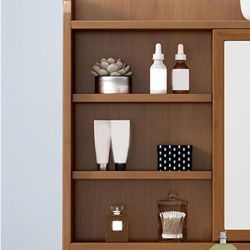 Solid Wood Vanity Table Set 3-Drawer Makeup Vanity Table with Mirror and Stool Clearhalo 'Bedroom Furniture' 'furn' 'furn_makeup_vanities' 'Furniture' 'Makeup Vanities' 'makeup_vanities' 1200x1200_6eac9512-2a52-4211-bffa-c6f0ec09682f