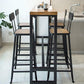 Juego de mesa de bar industrial de madera maciza, mesa de mostrador rectangular de 1/5 piezas con taburetes altos