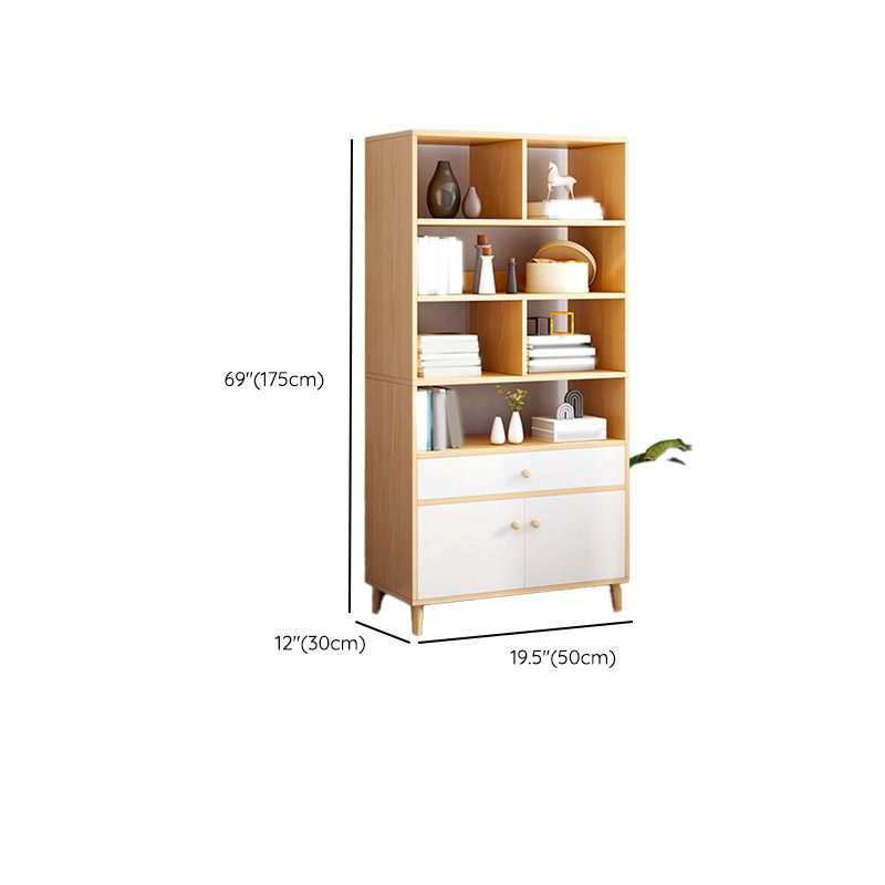 Contemporary Wooden Cabinet with Shelves and Drawers and Straight Legs