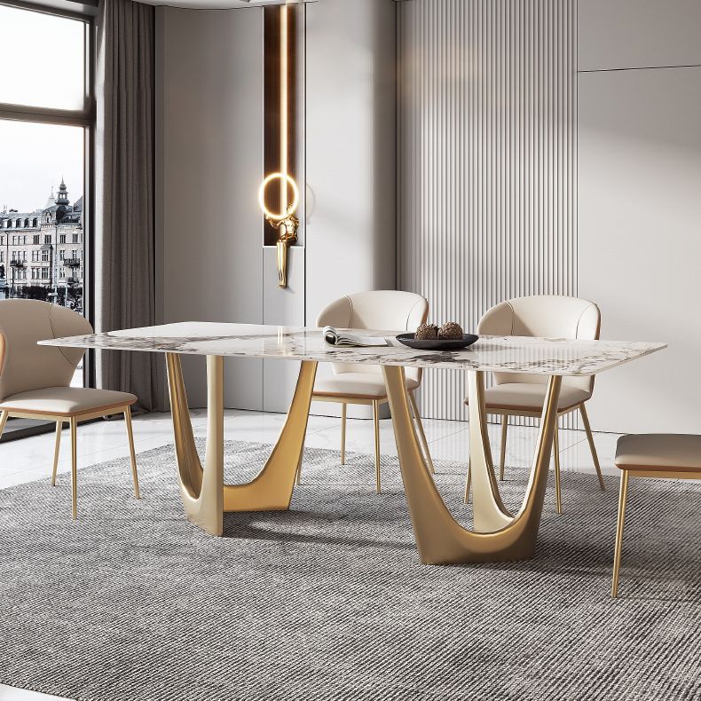 Luxury Sintered Stone Dining Set Rectangle 1/4/5/7 Pieces Dining Room Table Set Clearhalo 'Dining Room Sets' 'Dining Tables & Seating' 'dining_room_set' 'furn' 'furn_dining_room_set' 'Furniture' 'furniture_dining_room_set' 'Kitchen & Dining Furniture' 1200x1200_6eae798c-c5f8-424b-899f-94b86a256b68