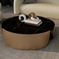 Luxurious Metal Drum Coffee Table Round Stone Top Cocktail Table