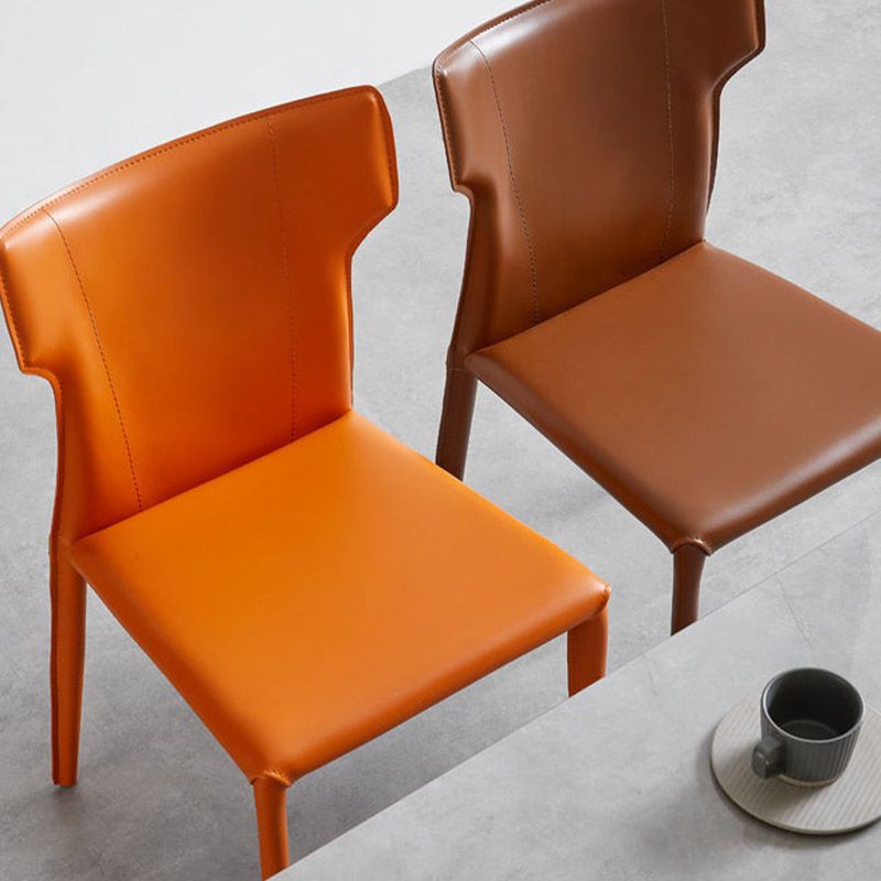 Faux Leather Dining Chairs Wingback Parsons Chair for Kitchen