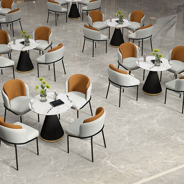 Glam Round Dinette Set 1/2/4/5 Pieces Black Dining Table Set with White Sintered Stone Top Clearhalo 'Dining Room Sets' 'Dining Tables & Seating' 'dining_room_set' 'furn' 'furn_dining_room_set' 'Furniture' 'furniture_dining_room_set' 'Kitchen & Dining Furniture' 1200x1200_6eaff207-cbaa-4853-a94b-b39fdc70e31f
