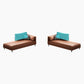 Nordic Cushioned Chaise Lounge Pine Chaise with Recessed Arms for Bedroom and Living Room