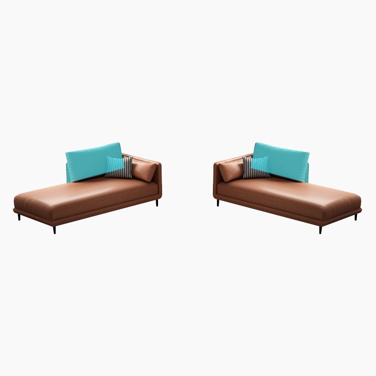 Nordic Cushioned Chaise Lounge Pine Chaise with Recessed Arms for Bedroom and Living Room
