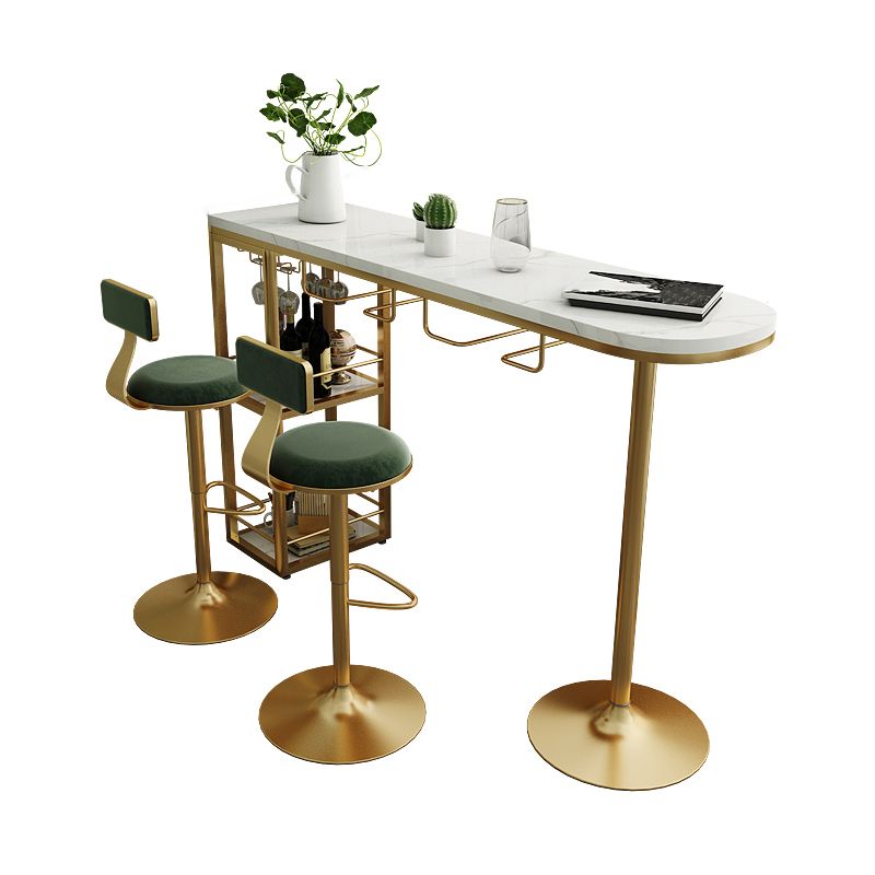 Double Pedestal Cocktail Bar Table Glam Storage Oval Counter-height Pub Table, Only Table Clearhalo 'Bar Furniture' 'Bar Tables' 'bar_tables' 'furn' 'furn_bar_tables' 'Furniture' 'furniture_bar_tables' 'Kitchen & Dining Furniture' 'kitchen&dining_furn' 'kitchen' 1200x1200_6eb1db60-f2b4-40e2-b232-f86aad4bc7e8