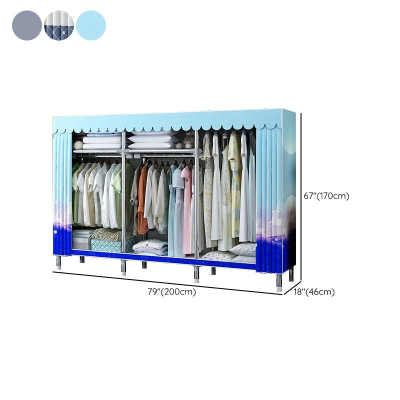 Contemporary Wardrobe Closet with Shelves Steel Wardrobe Cabinet