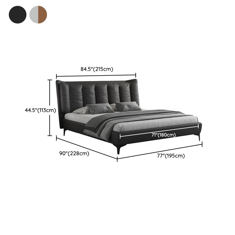 Lit standard moderne du milieu du siècle avec jambes et tête de lit à oreilles