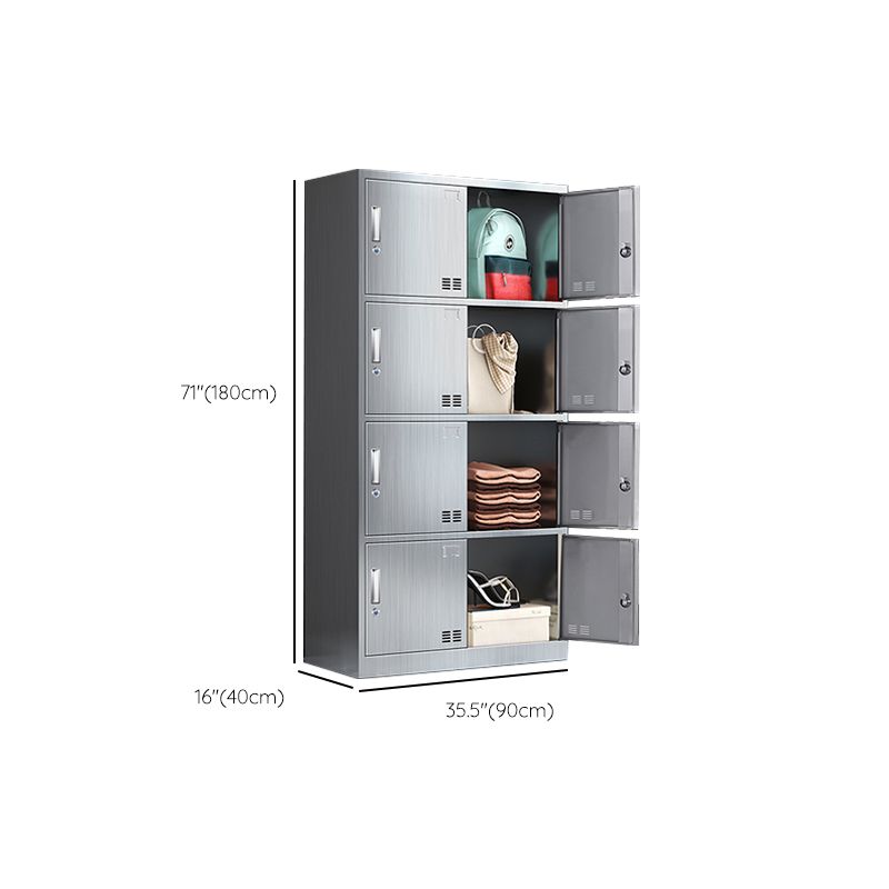 Steel Chrome Storage Cabinet Modern Cabinet with Hinged Doors Clearhalo 'Armoires & Wardrobes' 'armoires_wardrobes' 'Bedroom Furniture' 'furn' 'furn_armoires_wardrobes' 'Furniture' 1200x1200_6eb2a523-0b04-4493-bb89-95399ef00449
