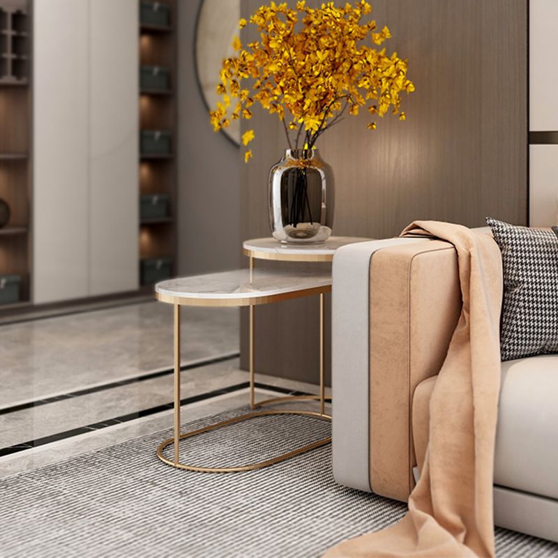 Luxurious Stone Top End Table Metal Frame Sofa Side Accent Table Clearhalo 'Coffee & Accent Tables' 'End & Side Tables' 'end_side_tables' 'furn' 'furn_end_side_tables' 'Furniture' 'Living Room Furniture' 1200x1200_6ebac4a9-50fe-4b84-8ace-939fb98b4956