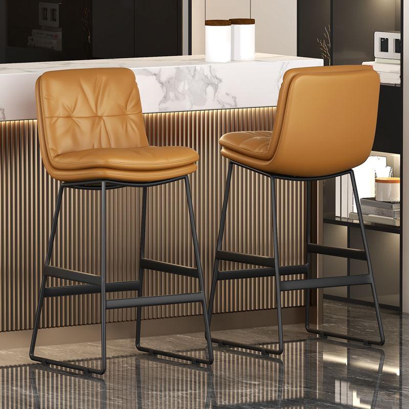 Faux Leather Bar Stools Industrial Metal Patio Bar Stool with Black Legs Clearhalo 'Bar Furniture' 'Bar Stools' 'bar_stools' 'furn' 'furn_bar_stools' 'Furniture' 'Kitchen & Dining Furniture' 1200x1200_6ebad193-d875-42d2-b3bd-6409678fa9fc