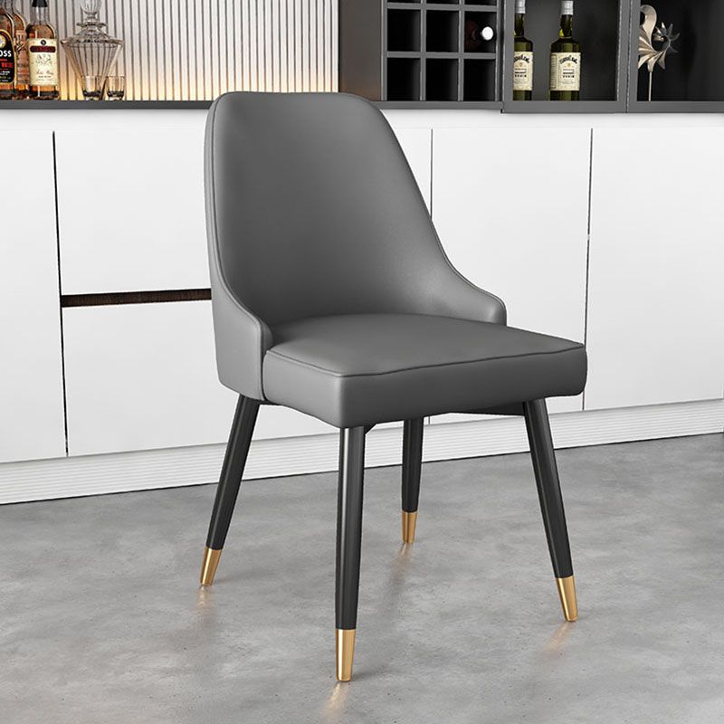 Glam Metal Dining Armless Chairs PU Leather Dining Parsons Chairs for Restaurant Clearhalo ' kitchen&dining_furn' 'Dining Chairs' 'Dining Tables & Seating' 'dining_chair' 'furn' 'furn_dining_chair' 'Furniture' 'furniture_dining_chair' 'Kitchen & Dining Furniture' 'kitchen' 1200x1200_6ebc2499-62c2-4c35-b733-87ddab5a607c